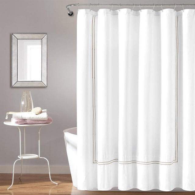 Lush Decor Hotel Collection Shower Curtain, 72" x 72", White & Wheat