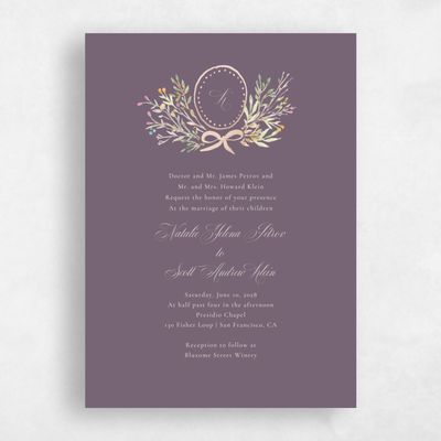 Dusty Purple Wedding Invitation - Pesco Classic