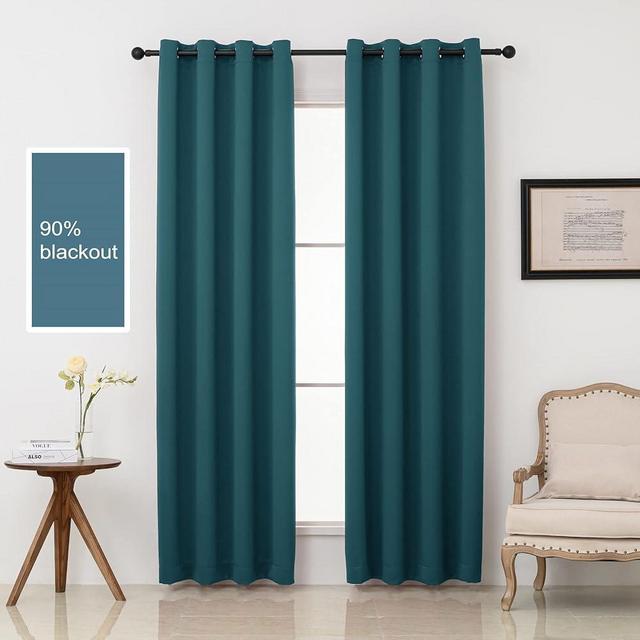 Pickluc Grommet Blackout Curtains 84 Inches Long 2 Panels, Light Blocking Window Drapes for Living Room, Thermal Insulated, Noise Reduction,Bluestone, 52" Wide x 84" Length