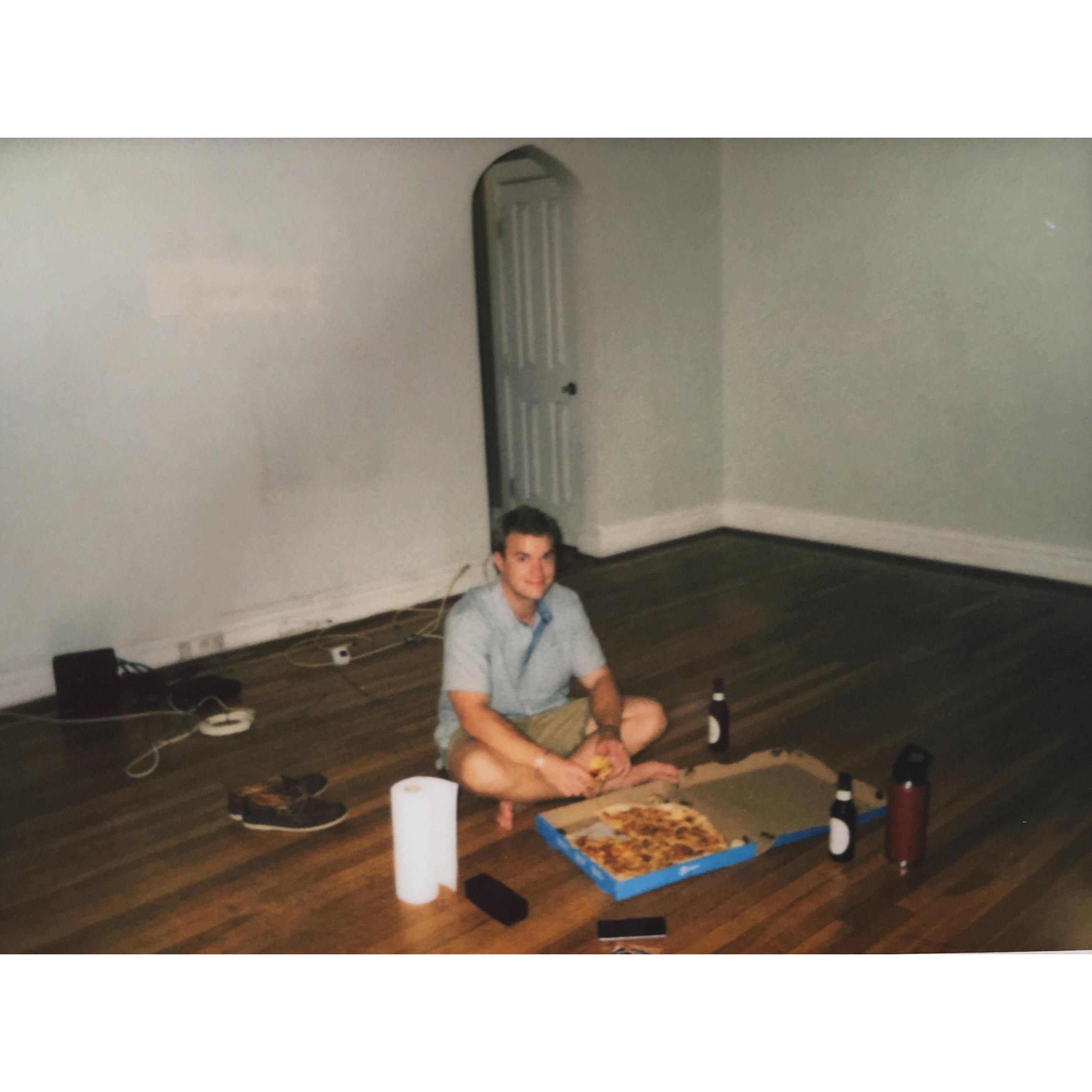 In 2018 we bought our first apartment together. We completely renovated it with a ton of help from Ashley's father, Johnny, and her Uncle Brian. This picture is from our first dinner in our new place.