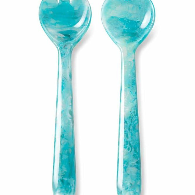 Divit Shilp Salad Servers, Resin Salad Tongs, Long Handle Salad Server Set for Mixing, Tossing and Cooking (Salad Spoon and Fork Set) (Green)