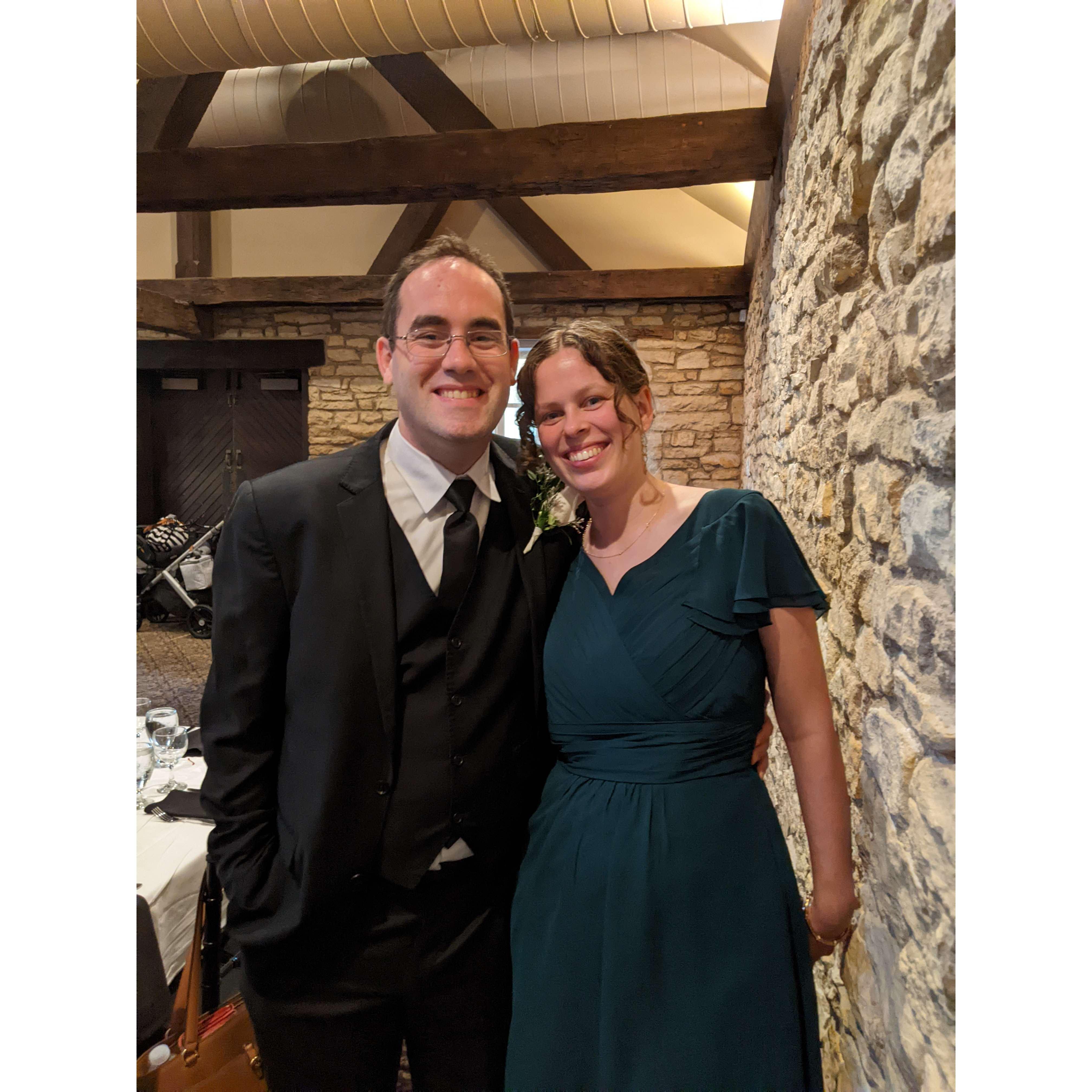 Groomsman and bridesmaid at our dear friends' wedding.