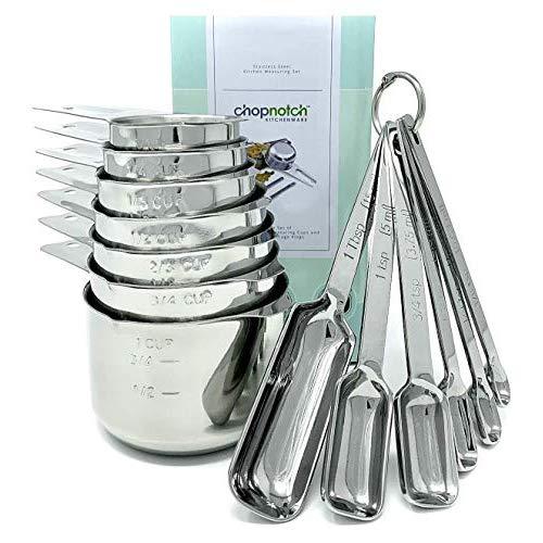 Measuring Cups Set of 7 with 1/8 Cup Coffee Scoop, 1Easylife Stainless  Steel Metal Measuring Cup, 7 Piece Stackable Set with