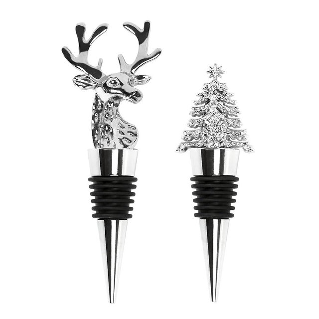 2PCS with Silicone Reusable wine stopper,Wine Bottle Stopper Set Kit Leak proof Keep Fresh Suitable for Standard (Silver)