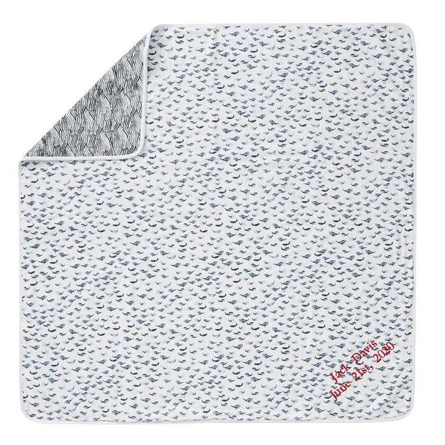 Oversized Muslin Whale Baby Blanket, 47x47 in, Navy Multi