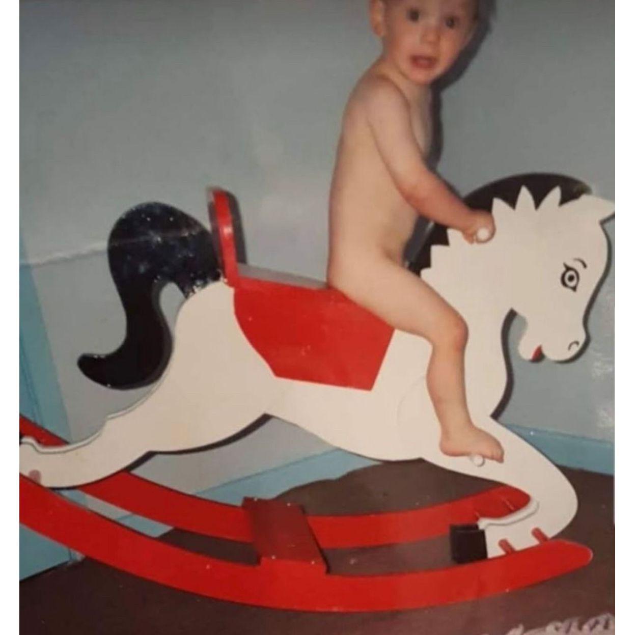 The wee rocking horse handmade by the Father of the Groom.