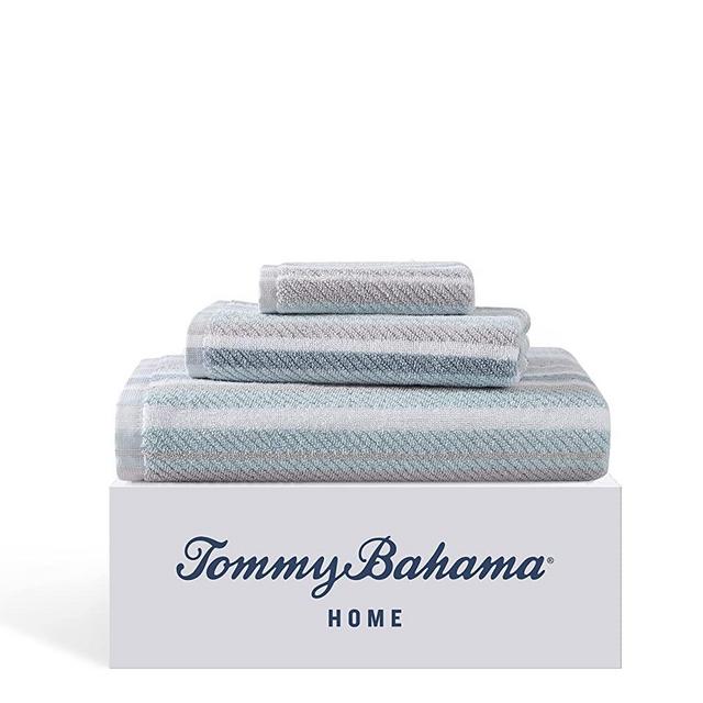 Tommy Bahama - Bath Towels Set, Highly Absorbent Cotton Bathroom Decor, Fade Resistant (Ocean Bay Tranquail Blue, 3 Piece)