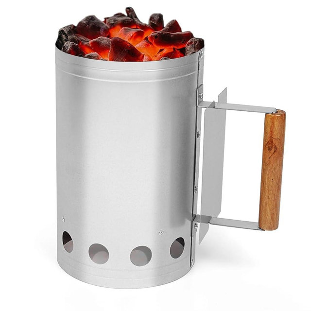 HALNYHYFD Charcoal Chimney Starter, Small Chimney Starter with Wooden Handle for Charcoal Grill and BBQ, Charcoal Chimney for Rapid Fire Starting of Barbecue Grill