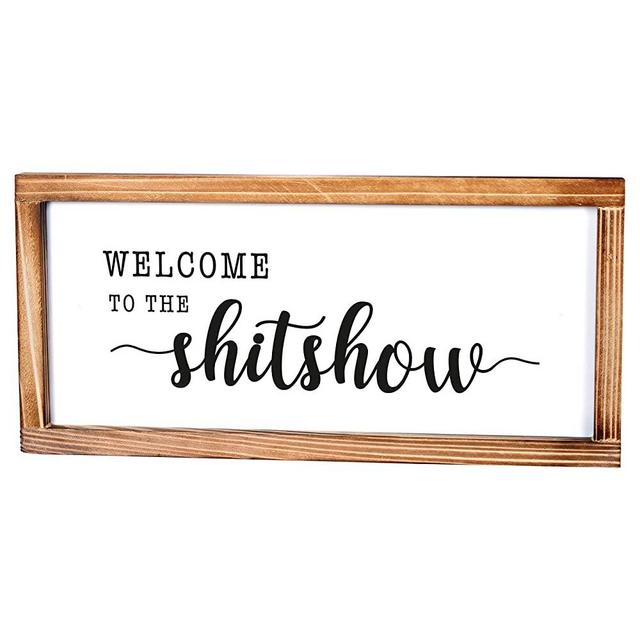 Welcome to the Shitshow Sign - Rustic Farmhouse Decor for the Home Sign - Wall Decorations for Living Room, Modern Farmhouse Wall Decor, Rustic Home Decor with Solid Wood Frame - 8x17 Inch
