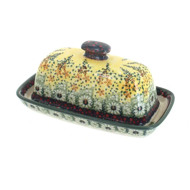 Blue Rose Polish Pottery Sunshine Grotto Butter Dish