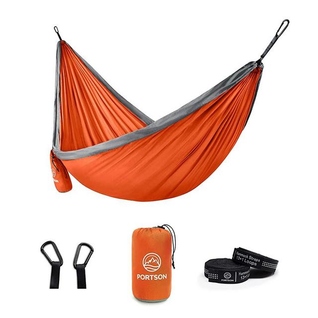 Portson Double Hammock with Tree Friendly Straps, Camping, Travel, Hiking, Backpacking, USA Brand
