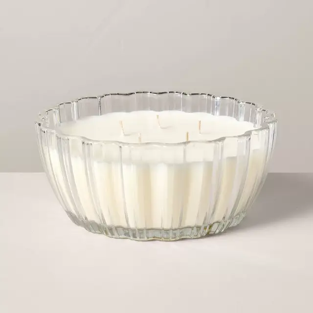 5-Wick Tinted Glass Lavender and Birch Ribbed Jar Candle Clear 28oz - Hearth & Hand™ with Magnolia