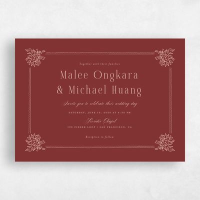 Red Floral Wedding Invitation - Anthea Landscape