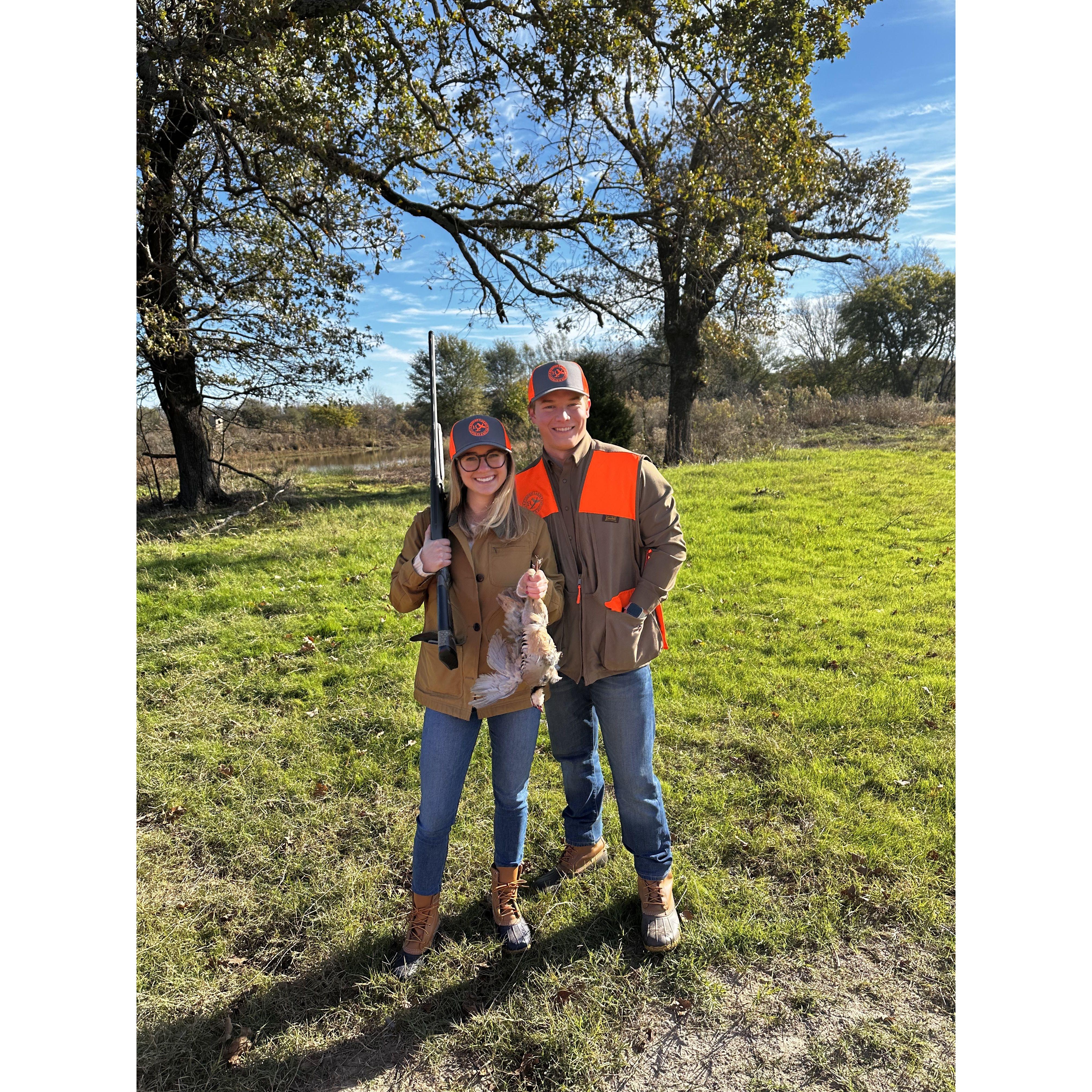 Our first Thanksgiving together at the Salter Family pheasant hunt! Haley shot her first bird!
