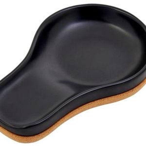 Kamenstein Ceramic and Cork Spoon Rest natural cork and black ceramic