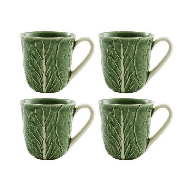 Bordallo Pinheiro Cabbage Mugs, Set of 4, Green