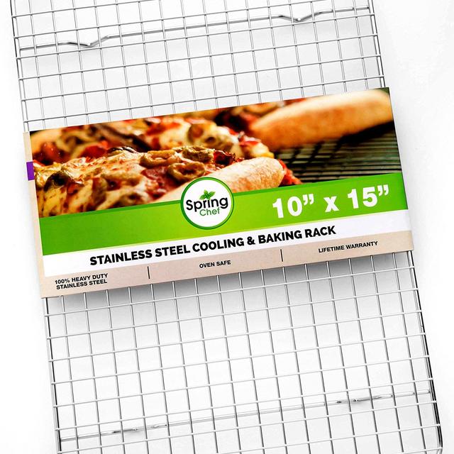 Oven Safe, Heavy Duty Stainless Steel Baking Rack & Cooling Rack, 10 x 15 inches Fits Jelly Roll Pan