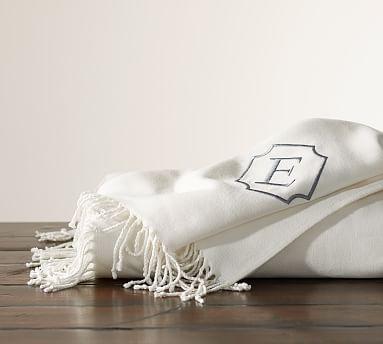 Monogrammable Throw, 50x60", Ivory