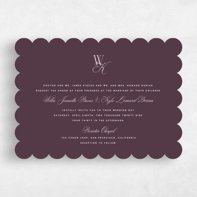 Dark Plum, Purple Wedding Invitation - Lux Landscape