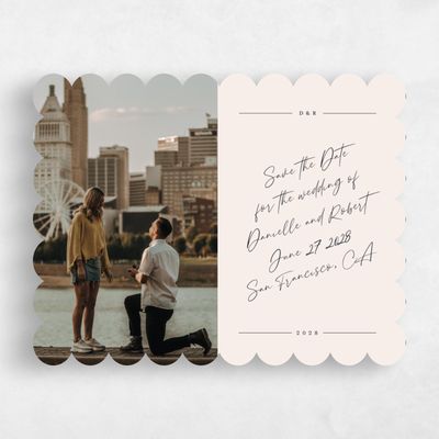 Beige Scalloped Wedding Save the Date - Atlas Landscape