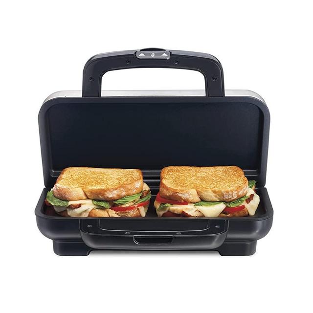 Proctor Silex Deluxe Hot Sandwich Maker, Nonstick Plates, Stainless Steel (25415)