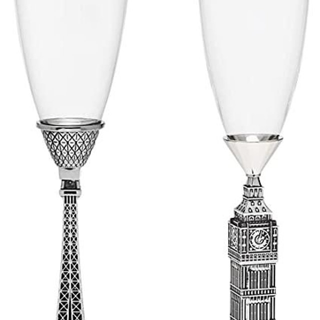 Eiffel Tower Flute Glass Set Wine Drinkware Champagne Cocktail Barware by Godinger