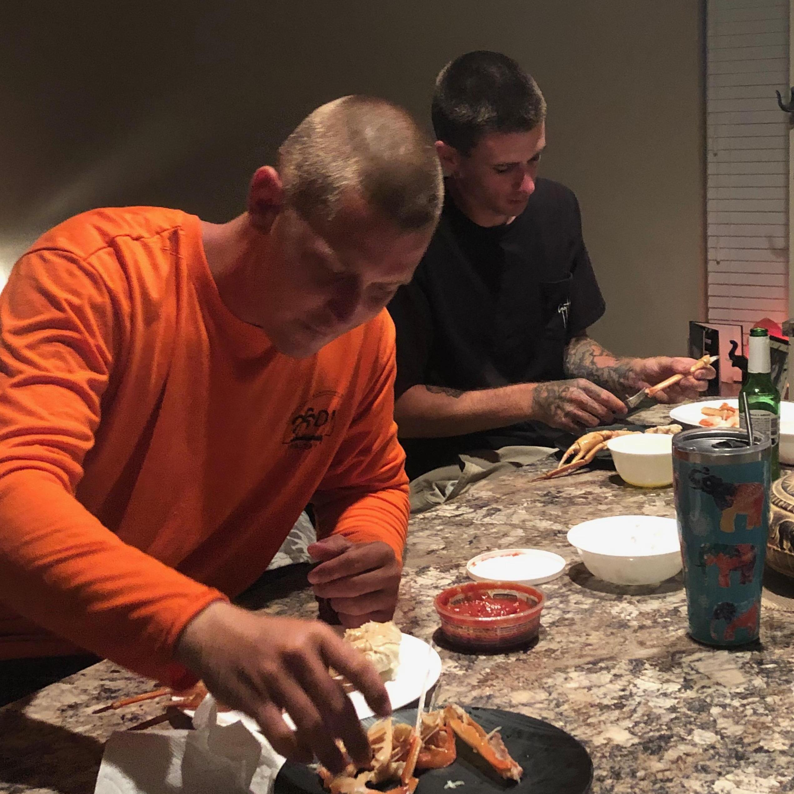 Brothers and crab legs!