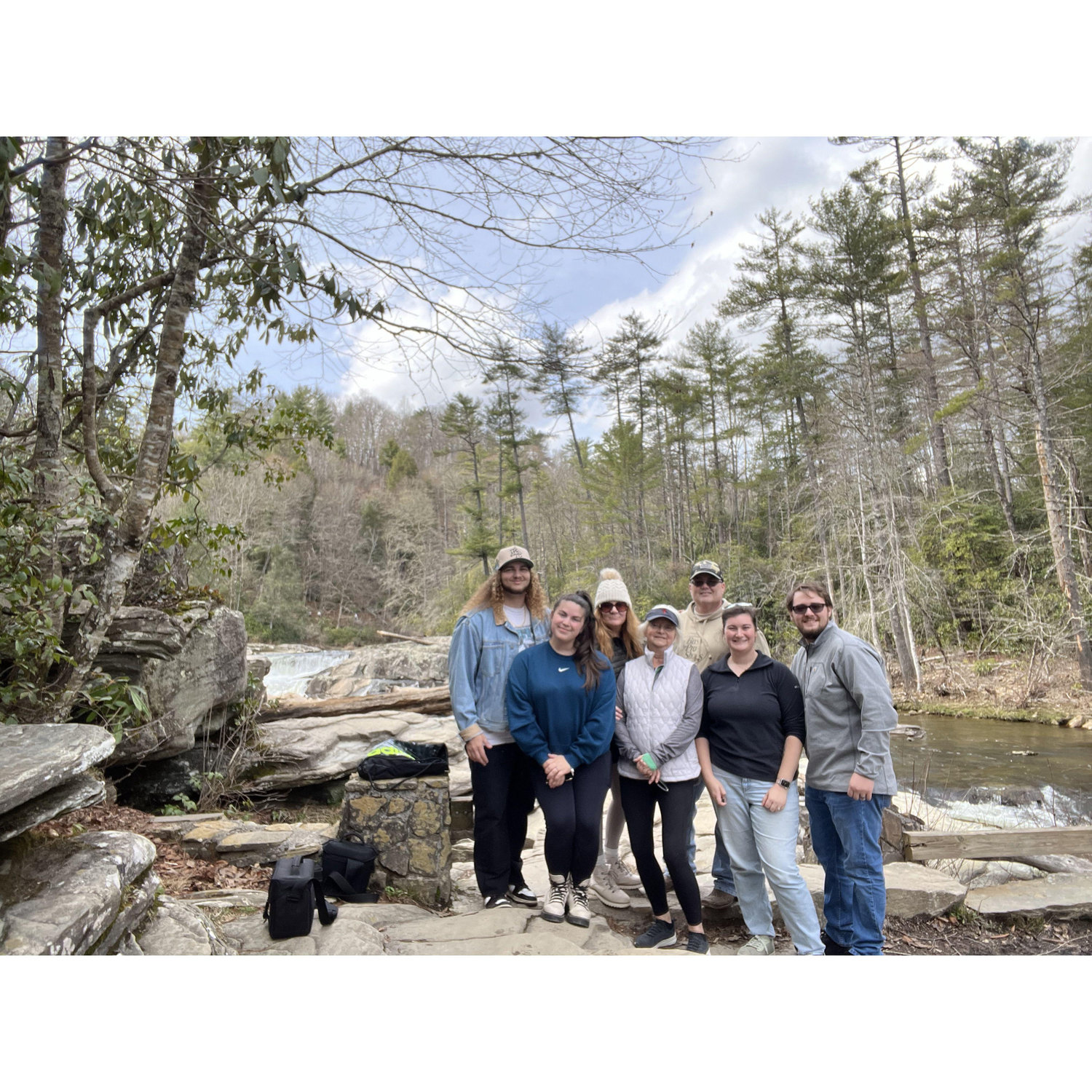 Hiking to the top of Linville Falls.