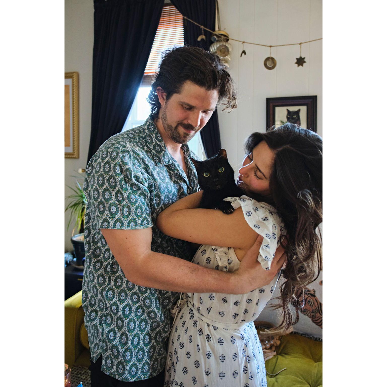 Wrangling our other true love, Olive, during our engagement shoot - Amy Sims Photography.