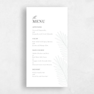 Grey Wedding Menu - Talana