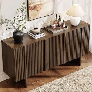 ONBRILL 63" Fluted Sideboard Buffet Cabinet with Storage - Walnut