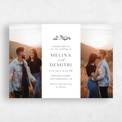 White Rustic Wedding Invitation - Crispin Multiphoto