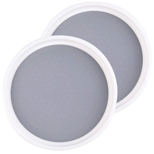 Lawei 2 Pack Pantry Cabinet Lazy Susan Turntable - 10 Inch Non-slip Lining Kitchen Storage Turntable for Cabinet, Pantry, Refrigerator, Countertop - Spinning Organizer for Spices, Condiments, Baking