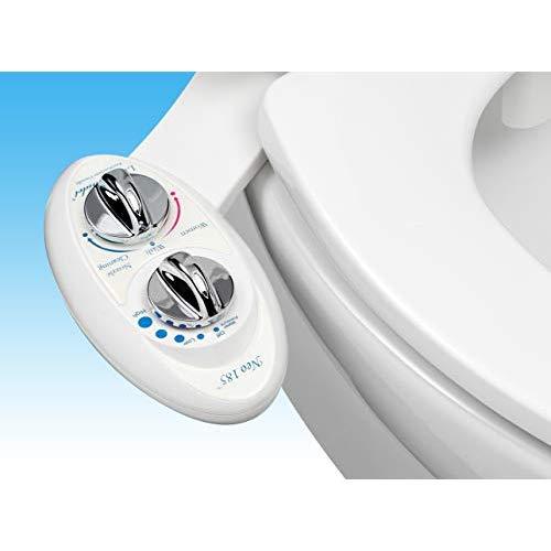 Luxe Bidet Neo 185 - Self Cleaning Dual Nozzle - Fresh Water Non-Electric Mechanical Bidet Toilet Attachment (white and white)