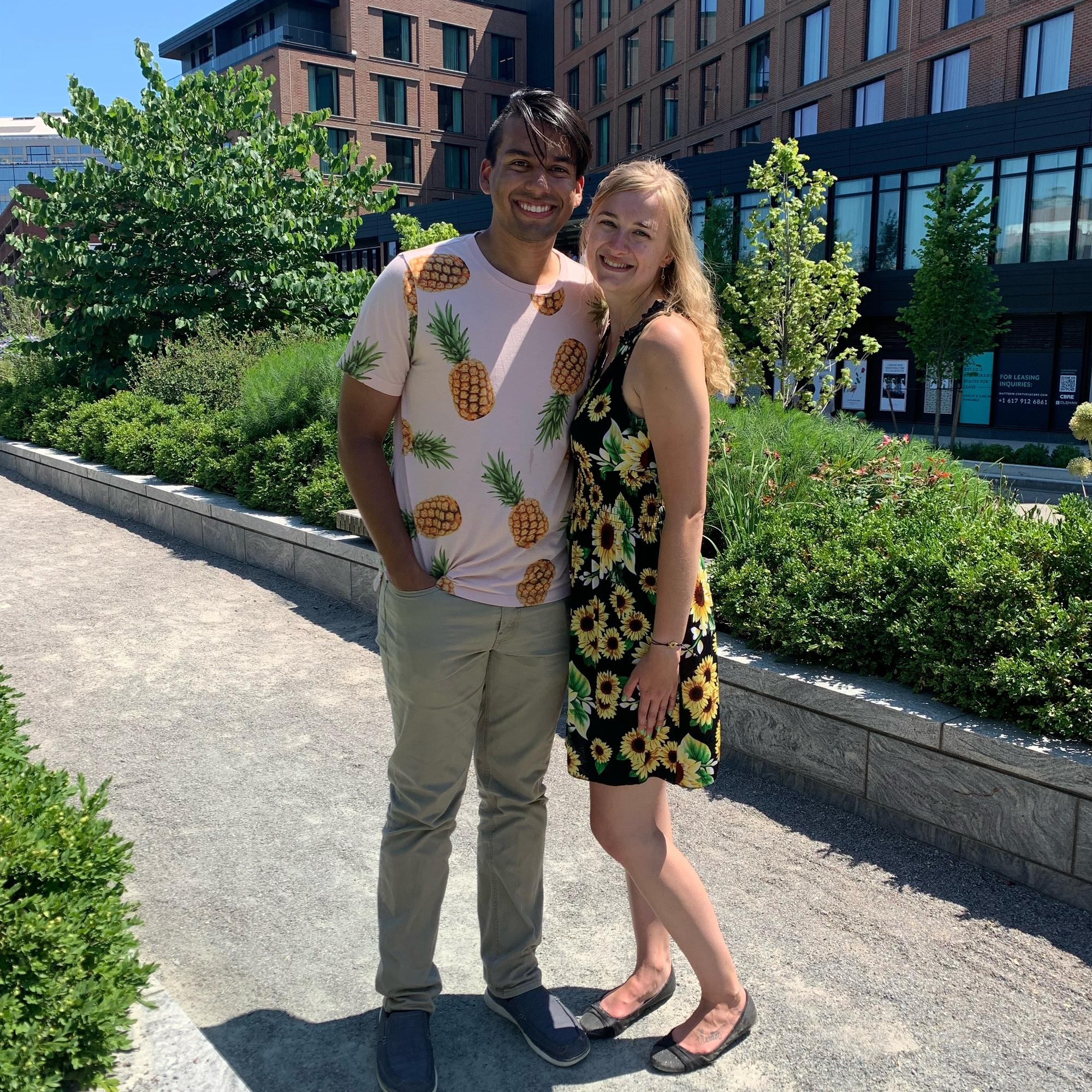 Our second date and first nice picture! We went to Boston! We found delicious smoothies that we shared.