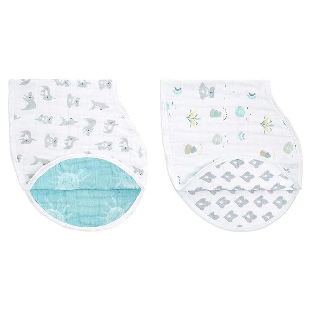 aden + anais Burpy Bib, 100% Cotton Muslin, Soft Absorbent 4 Layers, Multi-Use Burp Cloth and Bib, 22.5" X 11", 2 Pack, Now + Zen
