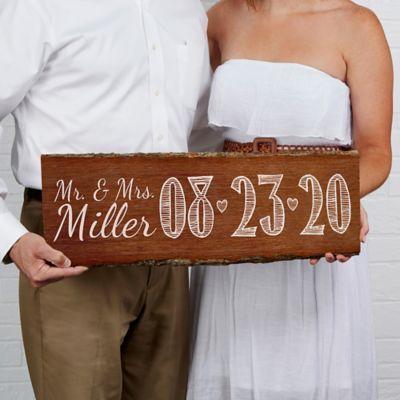 Our Wedding Date Basswood Plank Sign