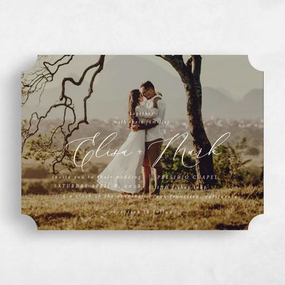 White Ticket Wedding Invitation - Marlow Photo