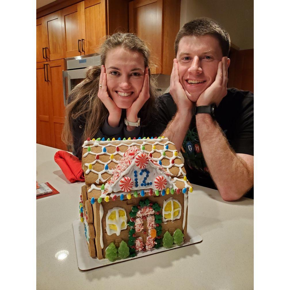 We got creative decorating gingerbread houses with friends