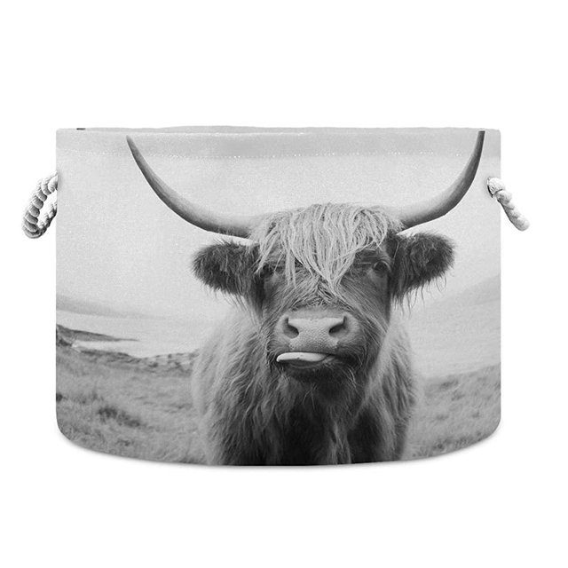 WELLDAY Cotton Rope Basket Highland Cow Baby Laundry Basket for Blankets Toys Storage Basket