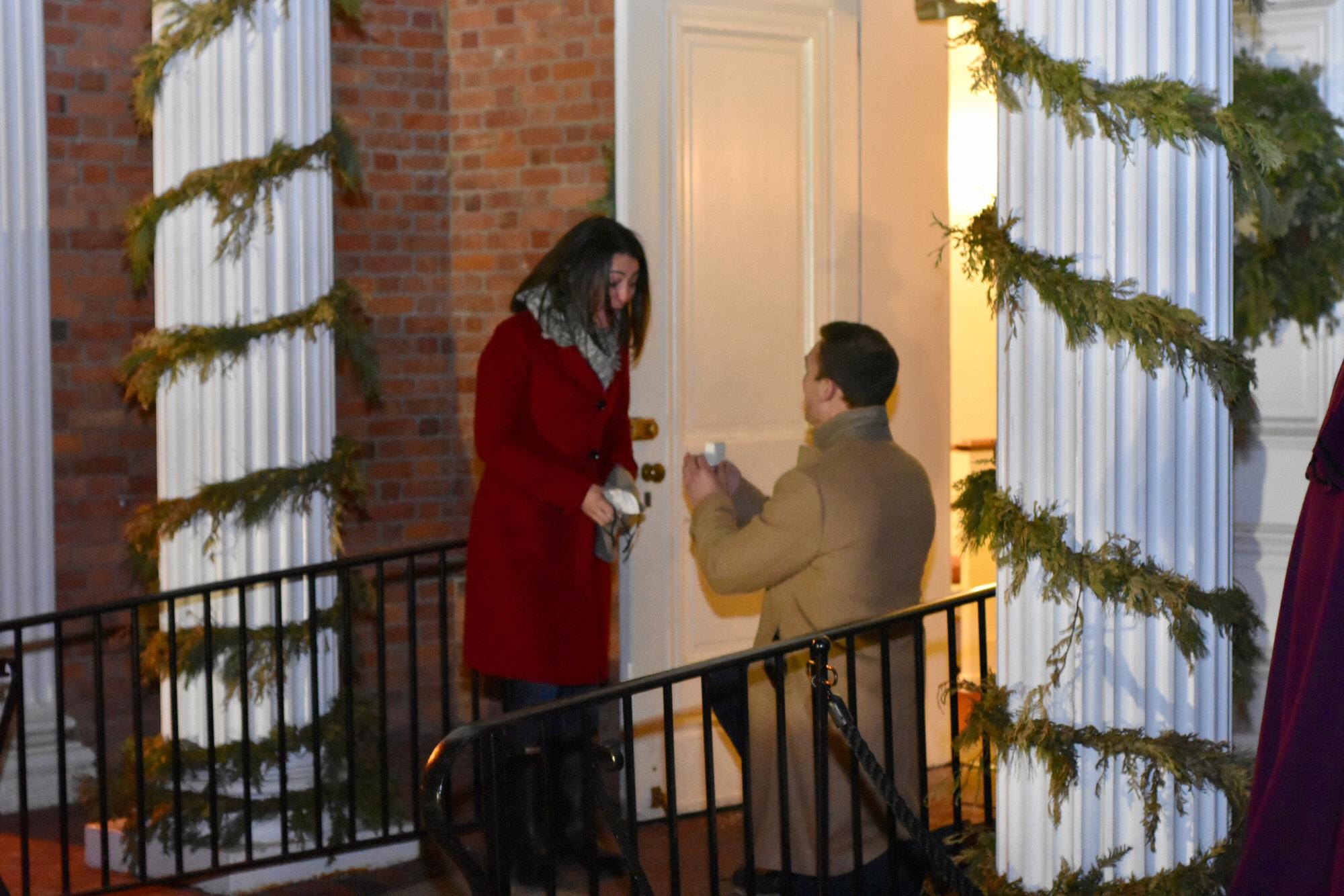Greenfield Village’s Holiday Nights, December 23 2020- We’re engaged!! Cullen proposed in front of Martha Mary Chapel, where’s Andi’s dreamed of getting married since she was a little girl.