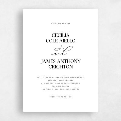 White Elegant Wedding Invitation - Margret Portrait