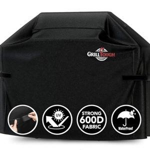 Heavy Duty BBQ Grill Cover for Outdoor Grill, 58 Inch – Waterproof, Weather Resistant, UV & Fade Resistant with Adjustable Straps – Gas Grill Cover for Weber, Genesis, Charbroil, etc. Black