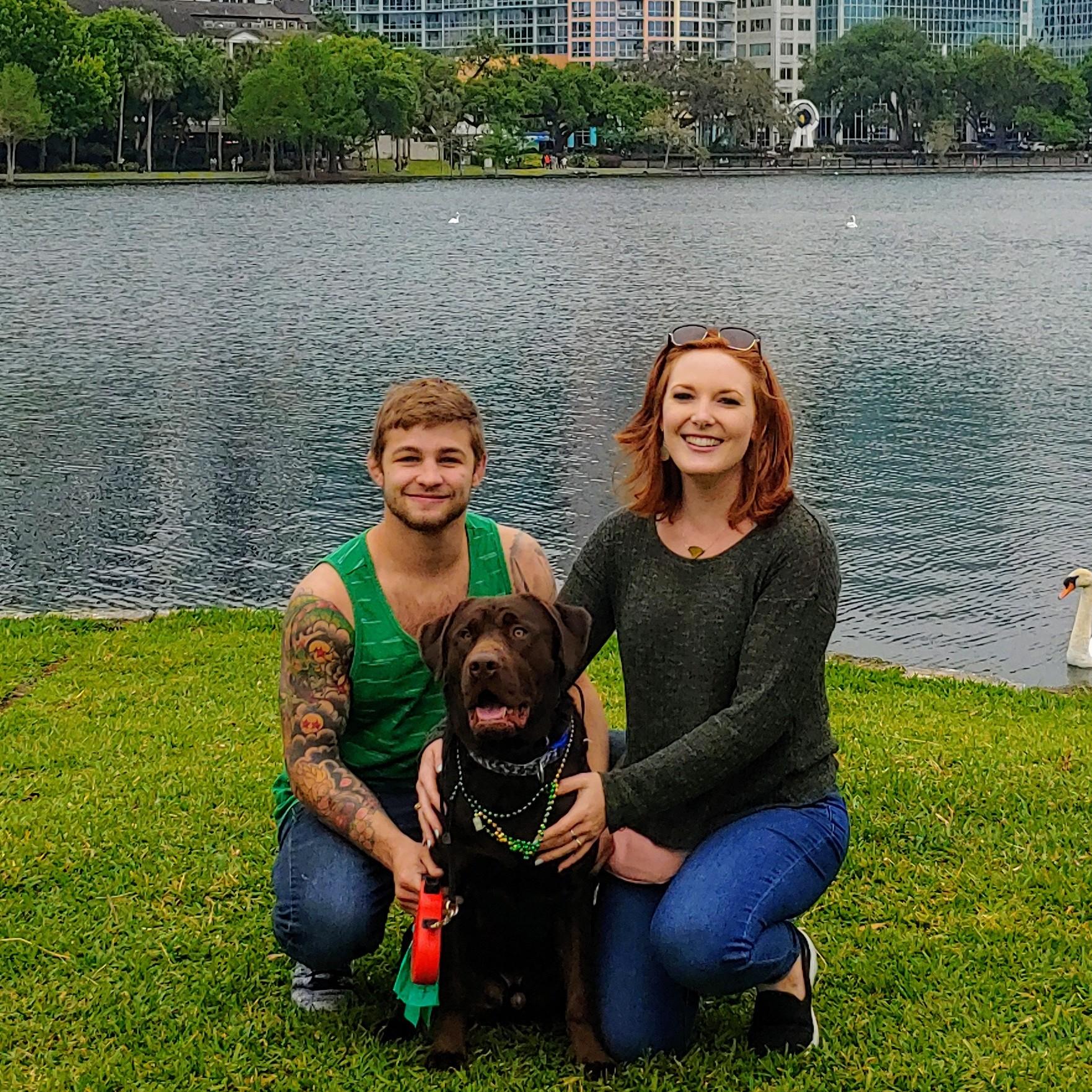 St. Patrick's Day in Orlando at Lake Eola with our pup Woody
