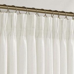 Linen Curtains 90 Inches Long Pinch Pleated for Living Room Bedroom 2 Panels Set Light Filtering Semi Sheer Pinch Pleat Hooks Rings Back Tab Memory Trained Cream Ivory Window Drapes 90 Inch Length