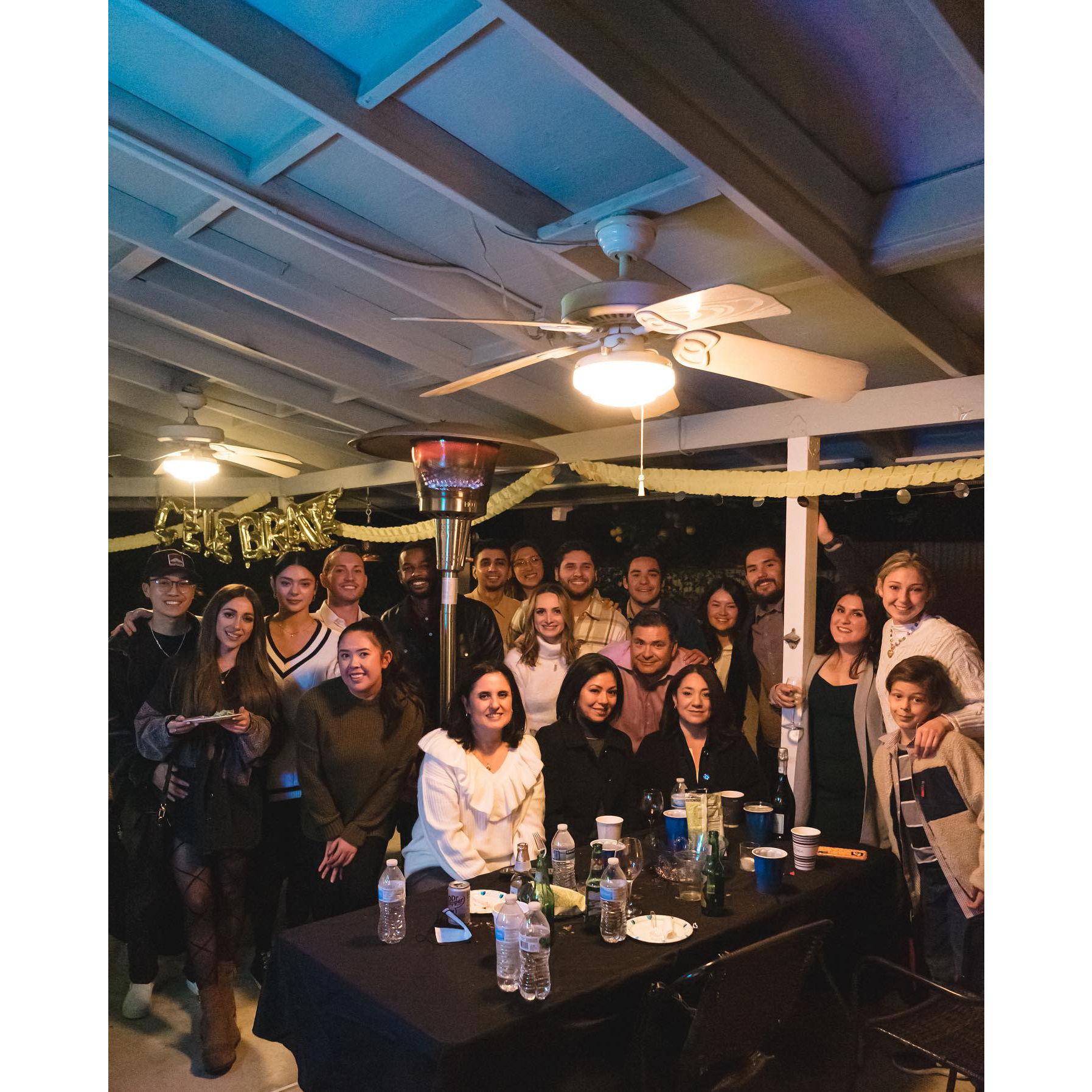 At the surprise engagement party! We are surrounded by the best people!