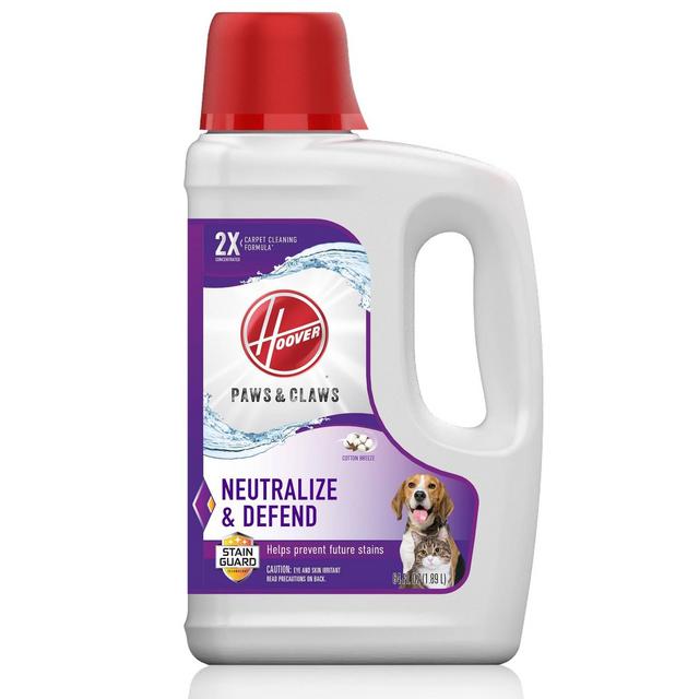 Hoover Paws & Claws Deep Cleaning Carpet Cleaner Shampoo with Stainguard Solution for Pets 64oz