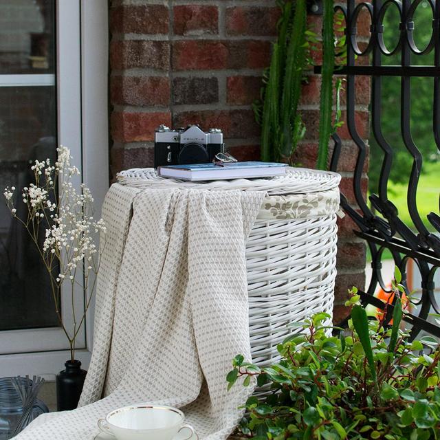 Ecru linen throw blanket Oatmeal bedspread...