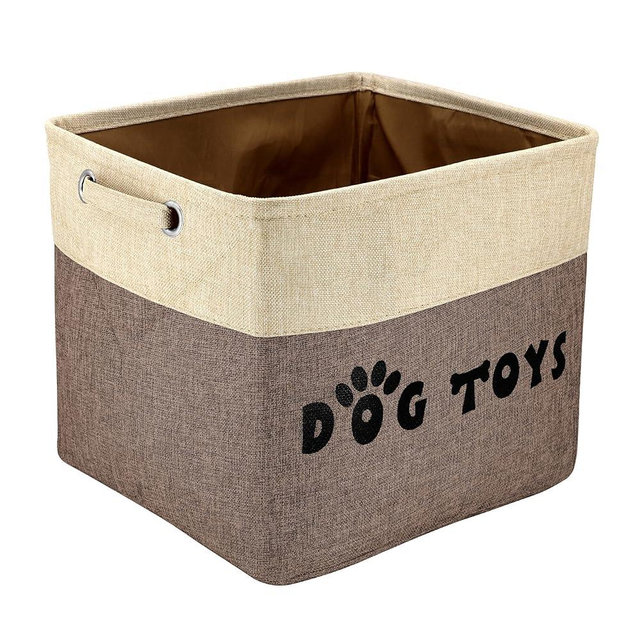 PET ARTIST Non-Customized Dog Toy Storage Basket Bin- Rectangular Storage Box Chest Organizer for Dog Toys,Dog Coats,Dog Clothing,Dog Apparel & Accessories,Brown