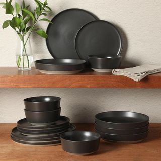 Overbrook 16-Piece Reactive Glaze Stoneware Dinnerware Set, Service for 4